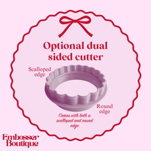 Double sided fondant cookie cutter for size of M&S all butter cookies or biscuits with both a scalloped edge and round edge