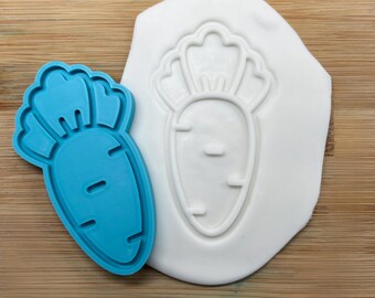 Easter Carrot Cookie Stamp and Cutter, Carrot Fondant Embosser / Debosser Stencil, Custom Size