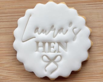 Custom Hen Do Cookie Stamp, Personalised Fondant Embosser, For M&S All Butter Biscuits