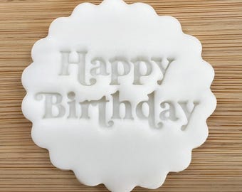 Happy Birthday Cookie Stamp, Customisable Fondant Embosser Stencil, Fits M&S All Butter Biscuits
