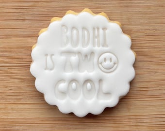 Custom Two Cookie Stamp Personalised Birthday Fondant Embosser Stencil Fits M&S All Butter Biscuits