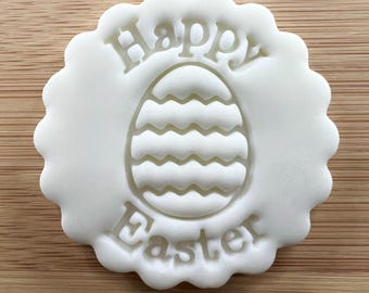 Happy Easter Cookie Stamp, Egg Fondant Embosser Stencil, For M&S Biscuit Hack