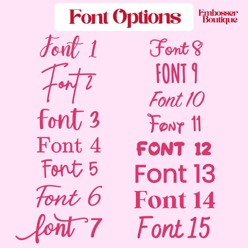 15 Embosser Boutique font options for cookie stamps in M&S biscuit size / 50mm / 60mm / 70mm / 80mm or custom size
