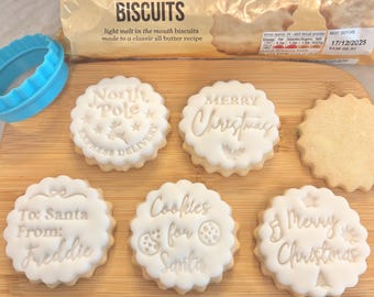 Christmas Cookie Stamp, Personalised Fondant Embosser Stencil, Fits M&S All Butter Biscuits