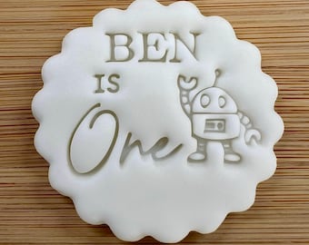 Custom Robot Cookie Stamp, Personalised Birthday Fondant Embosser, Fits M&S All Butter Biscuits