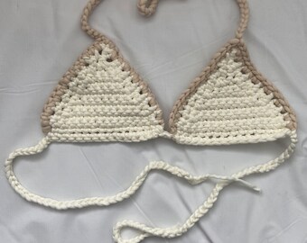 Bikinioberteil Beige x Weiß