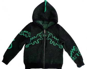 Lizards and Dragons Zip up Mohair Sudadera con capucha para hombre EE. UU. Mediana