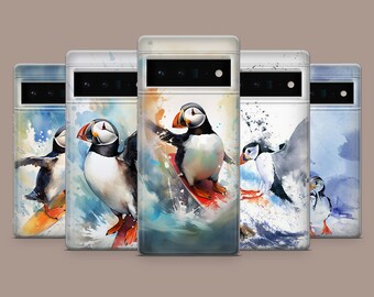 Coque de portable macareux mignon avec oiseaux de mer de l'Atlantique pour Pixel 8, 8Pro, 7Pro, 7A, 6A, Samsung S24, S23, A15, A54, iPhone 15Pro, 14, 13Pro, 12, 11