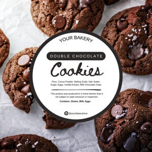 Editable Cottage Food Label, Printable Food Label, Bakery Ingredient Label, Canva Template, Small Business Sticker, Edit with CANVA