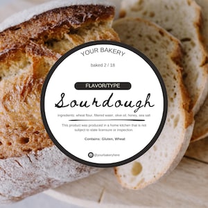 Cottage Law Sourdough Label Template, Sourdough Ingredient Label, Printable Label, Modern Label, Bakery Label, Edit with CANVA