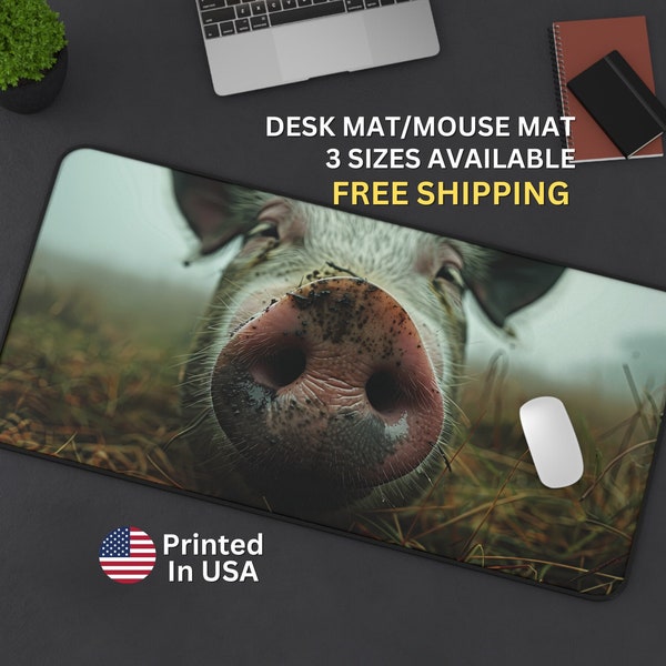 Up-Close Pig Snout Desk Mat, Farmhouse Mouse Pad, Farmers Office Decor, Unique Birthday Gift for Animal Lovers, Rustic Country Farm Style
