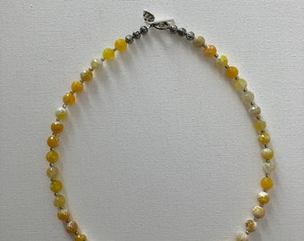 BARBADOS Collana in agata-corallo bianco, pietra gialla, gioielli in agata, gioielli in corallo