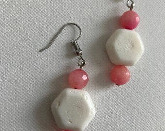 Pendientes BALI Coral Blanco/ Ágata