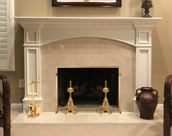 Traditional Solid Brass Fireplace Screen Ensemble #1