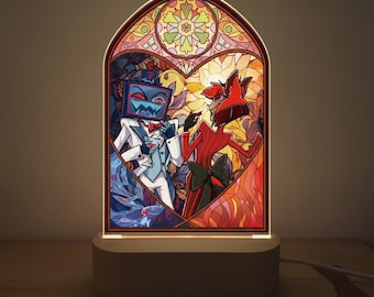 Luz nocturna de Hazbin Hotel Vox y Alastor, regalo para fans, regalo de Navidad, cambia de color, regalo de cumpleaños