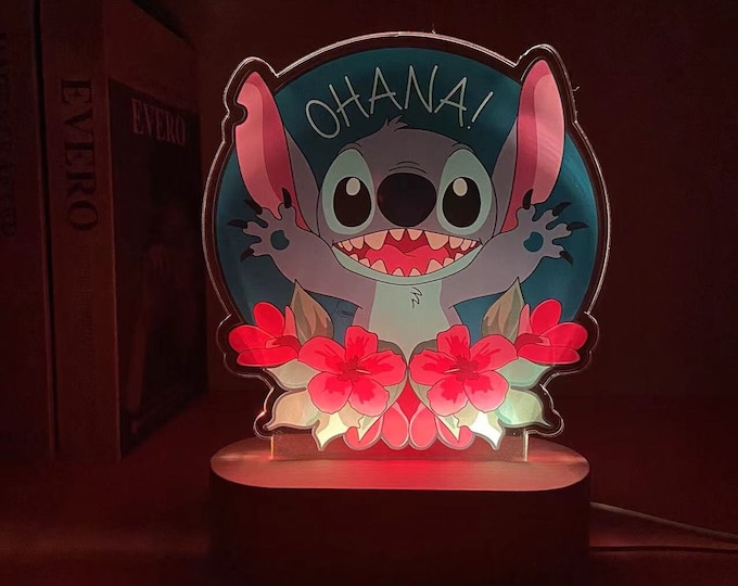 Stitch Kids Room Night Light Lamp,  Gift for Fans, Christmas Gift, Colors Changing, Birthday Gift