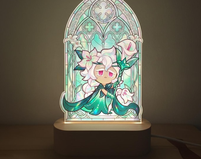 White Lily Cookie Night Light, Cookie Run Charms Gift for Gamers, Birthday Gift, Christmas Gift