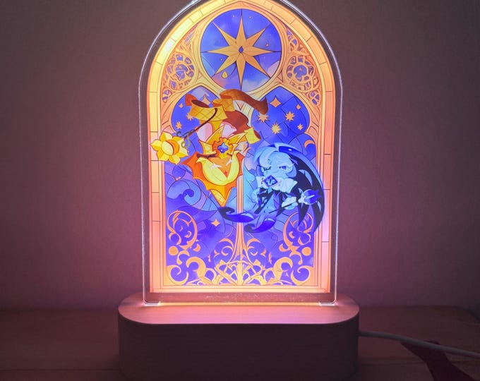 Shadow Milk Cookie & Pure Vanilla Cookie Night Light,  CookieRun Charms Gift for Gamers, Birthday Gift