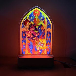 Golden Cheese Cookie and Burning Spice Cookie Night Light,  CookieRun Charms Gift for Gamers, Birthday Gift