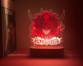 Luz nocturna de radio de Alastor de Hazbin Hotel, regalo para fans, regalo de Navidad, cambio de color, regalo de cumpleaños, regalo para el Día del Padre