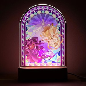 Dark Cacao Cookie & Mystic Flour Cookie Night Light,  CookieRun Charms Gift for Gamers, Birthday Gift