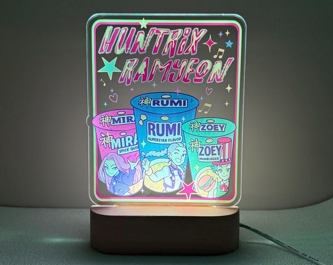Kpop Demon Hunters Stained Glass Style Night Light Lamp, Gift for Gamers, Christmas Gift, Colors Changing, Birthday Gift
