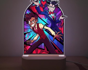 Hazbin Hotel Human Alastor & Human Vox Night Light,  Gift for Gamers, Christmas Gift, Colors Changing, Birthday Gift