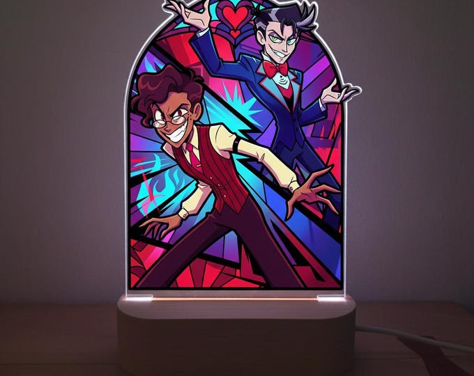 Hazbin Hotel Human Alastor & Human Vox Night Light,  Gift for Gamers, Christmas Gift, Colors Changing, Birthday Gift