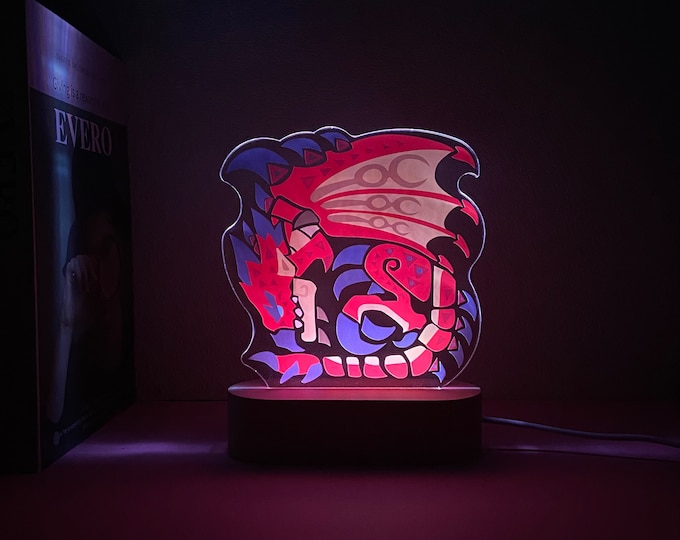 Monster Hunter Wild Night Light Lamp, Monster Hunter Dragon Night Light, Gift for Fans, Christmas Gift, Colors Changing, Birthday Gift