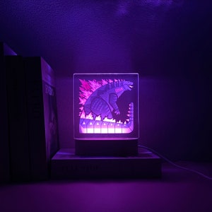 Insegna Al Neon LED Godzilla 'Re Del Mostro' – Luce Dimmerabile USB, 36x35 Cm, Decorazione Murale Per Camera Ragazzi E Gamers