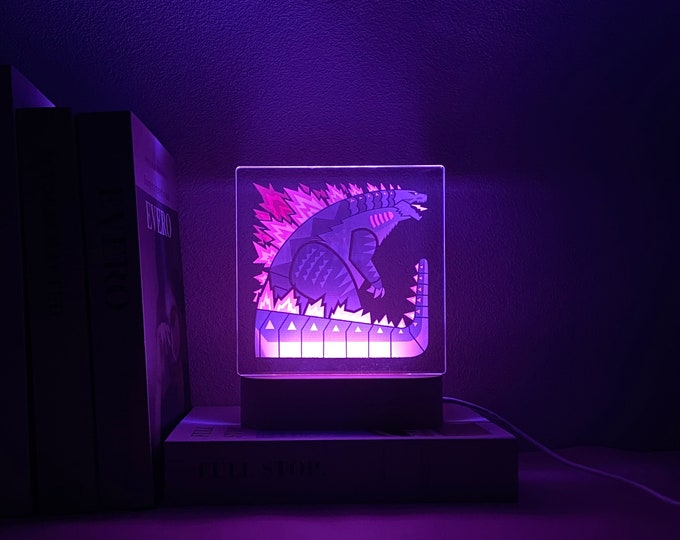 Kaiju Monster King Night Light,  Gift for Gamers, Christmas Gift, Colors Changing, Birthday Gift
