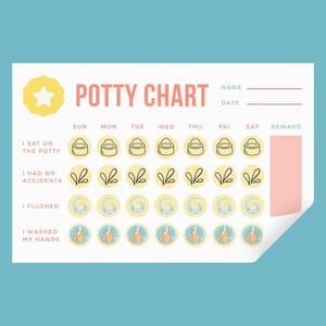 Potty training chart, reward chart for children, potty training, digital download, A4, printable, fun and rewarding potty training chart.