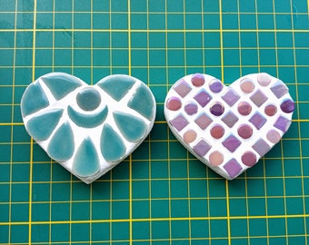 Handgemaakt mini-mozaïek hartmagneet, geïriseerd glas en keramiek decorcadeau