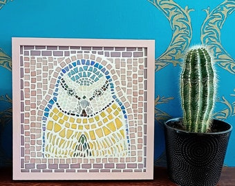 Framed Iridescent Mosaic Bird Art