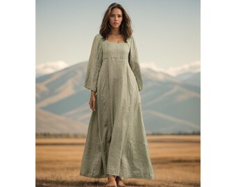 Baumwoll-Maxikleid, Renaissance-Kleid, Plus-Size-Kleid, Mittelalterkleid, Oversize-Kleid, Cottagecore-Kleid, Milchmädchenkleid, Boho-Kleid