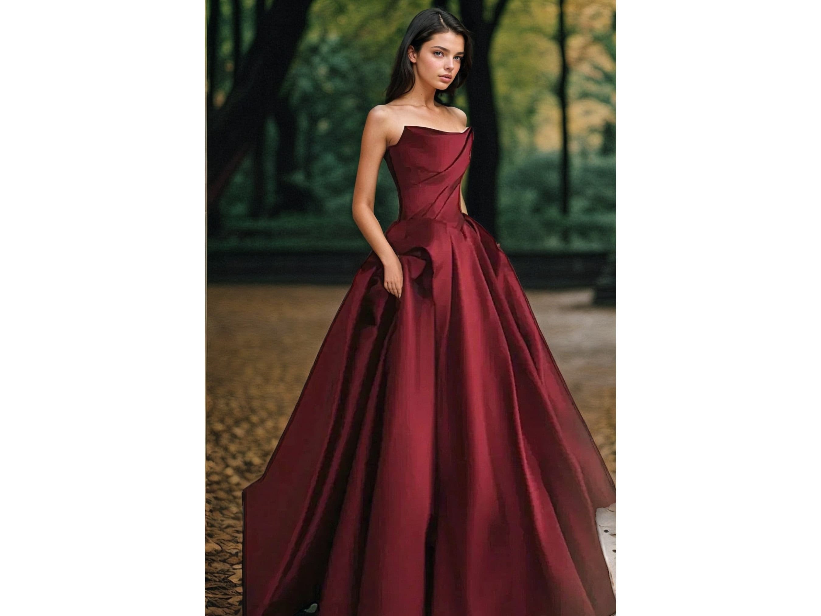 Red Maroon Princess Ball Gown Tulle Wedding Dress Red Prom Dress
