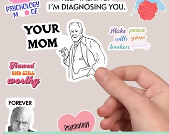 Psychologie-Aufkleber | Laptop-Aufkleber mit Psychologie-Motiven | Inspirierende Aufkleber für Wasserflaschen und Laptops | Aufkleber zum Thema mentale Gesundheit | Sofort-Download