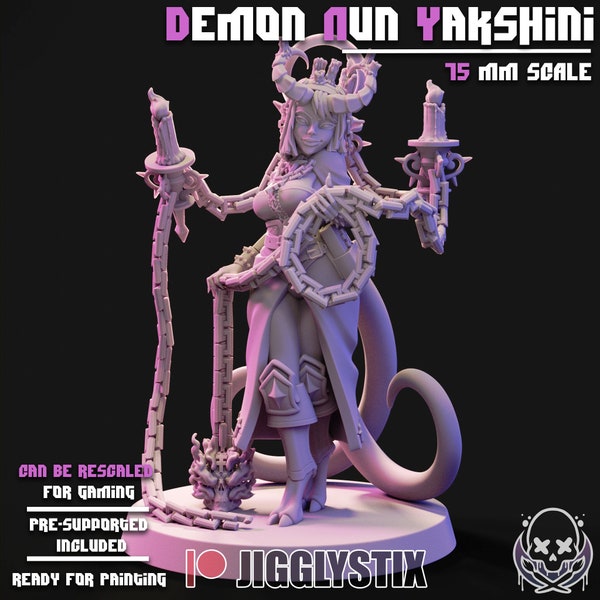 Jigglystix - Demon Nun Yakshini / 3D miniature for wargaming and tabletop, DnD, fantasy