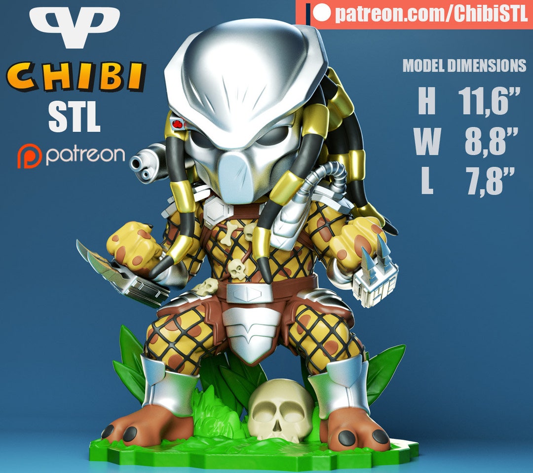 Chibi STL Predator Chibi / 3D Miniature for Collectors, Display Cases ...