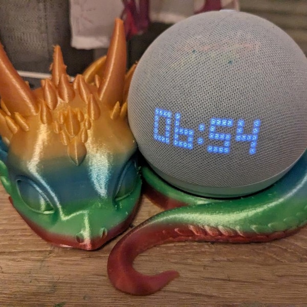 Alima Unique Designs - Lying Baby Dragon Speaker Holder / 3D printed miniature made of PLA, for bedside table, shelf, showcase, sideboard, fantasy