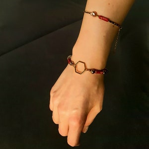 Set handgemaakte sieraden ketting armband oorbellen Pompeii oude rode jaspis lavasteen uniek ontwerp statement sieraden prachtig cadeau voor haar afbeelding 9