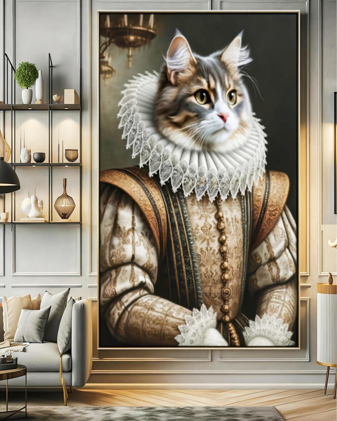 AI Cat Portrait Digital Art Prints Set of 5 Sizes Modern Ai-generated ...
