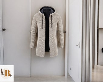 Cárdigan largo para hombre/chaqueta con capucha elegante/ropa de moda