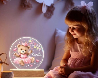 Veilleuse avec nom personnalisé | Cadeau personnalisé pour bébé | veilleuse bébé | cadeau lampe de chevet chambre fille garçon