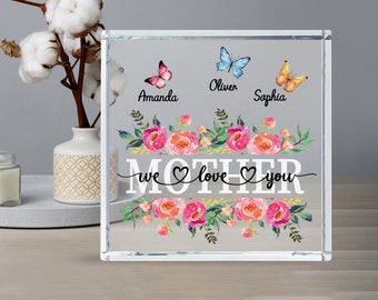 Cadre personnalisé avec impression maman, cadeau d'anniversaire pour maman, cadeaux de fête des mères, cadeaux de Noël pour maman, cadeaux pour maman, bloc acrylique