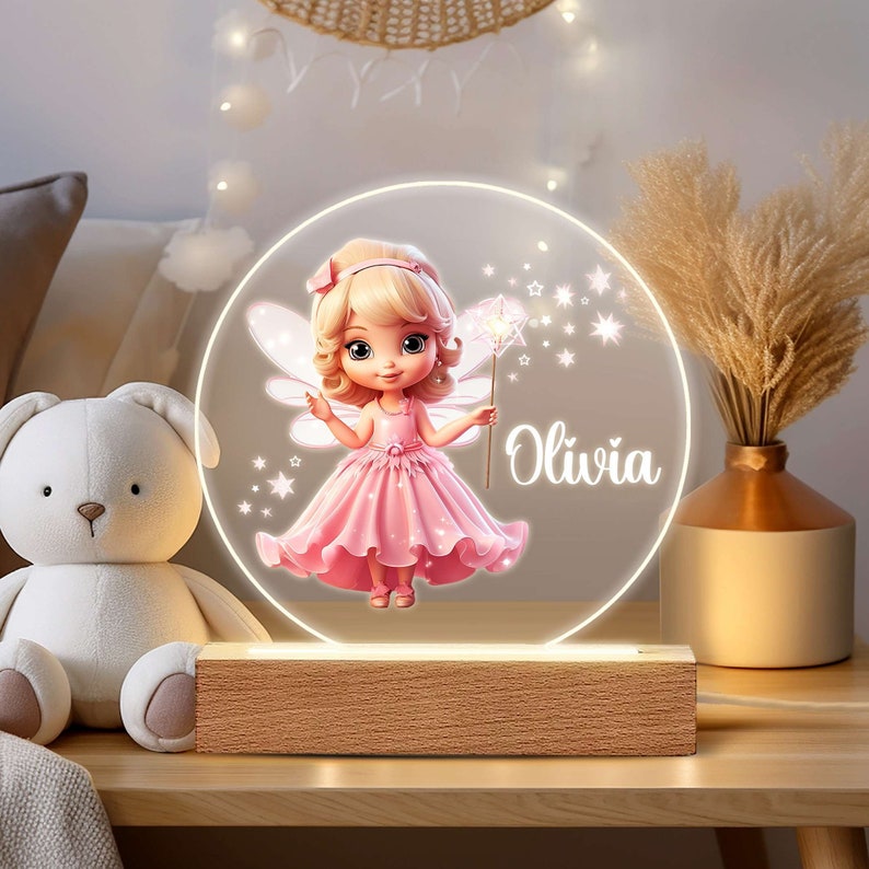 Veilleuse avec nom personnalisé Cadeau personnalisé pour bébé veilleuse bébé cadeau lampe de chevet chambre fille garçon image 2