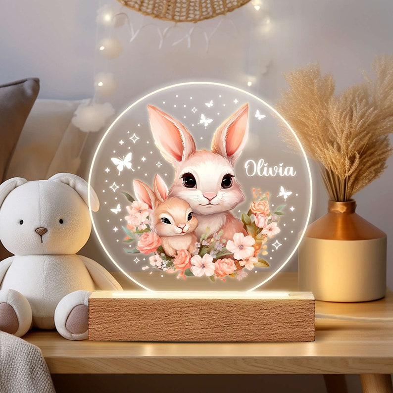 Veilleuse avec nom personnalisé Cadeau personnalisé pour bébé veilleuse bébé cadeau lampe de chevet chambre fille garçon image 7