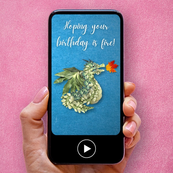 Birthday Card, INSTANT Digital Download, Animated Video, Mobile E-card, Dragon