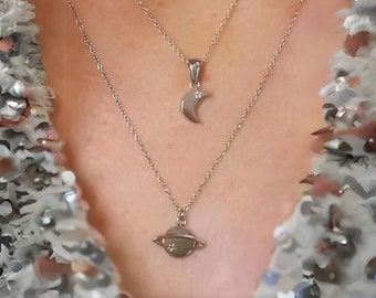 Saturn Necklace, Swiftie Fan, Taylor Swift Friendship Necklace, Swiftie Gift, Love you to the Moon Planets •