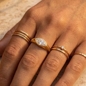 Unregelmäßige Marquise Band Stahlband 18K Gold Jeden Tag CZ Stapeln Schmuck für Sie